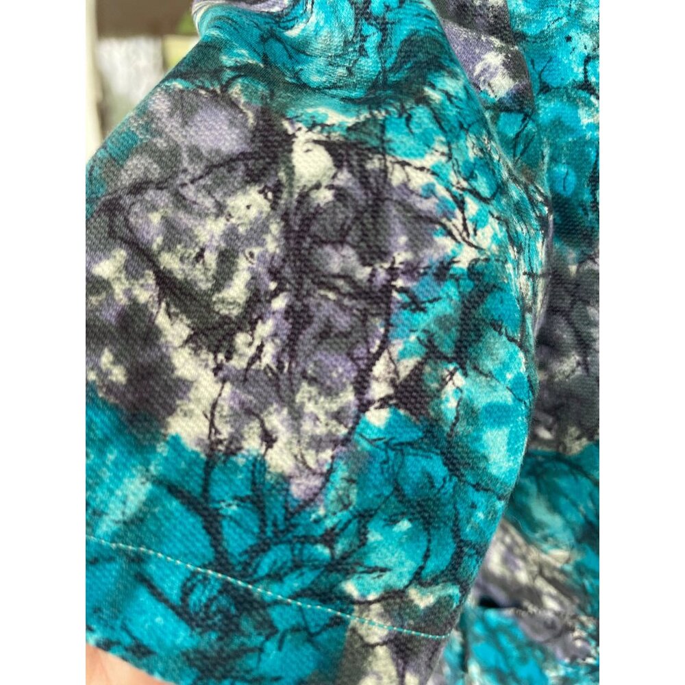 Vintage 1950s Polished Cotton Floral Pleated Shortsleeve Dress Small - Picture 8 of 16
